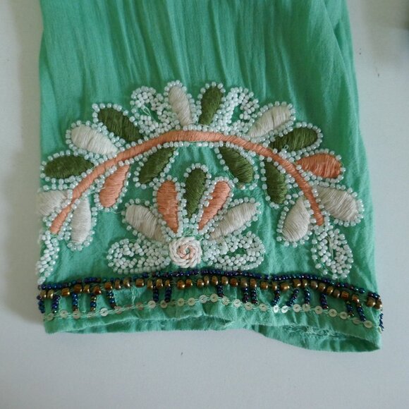 British India embroidered beaded tunic top jade green size 7 - Picture 5 of 9